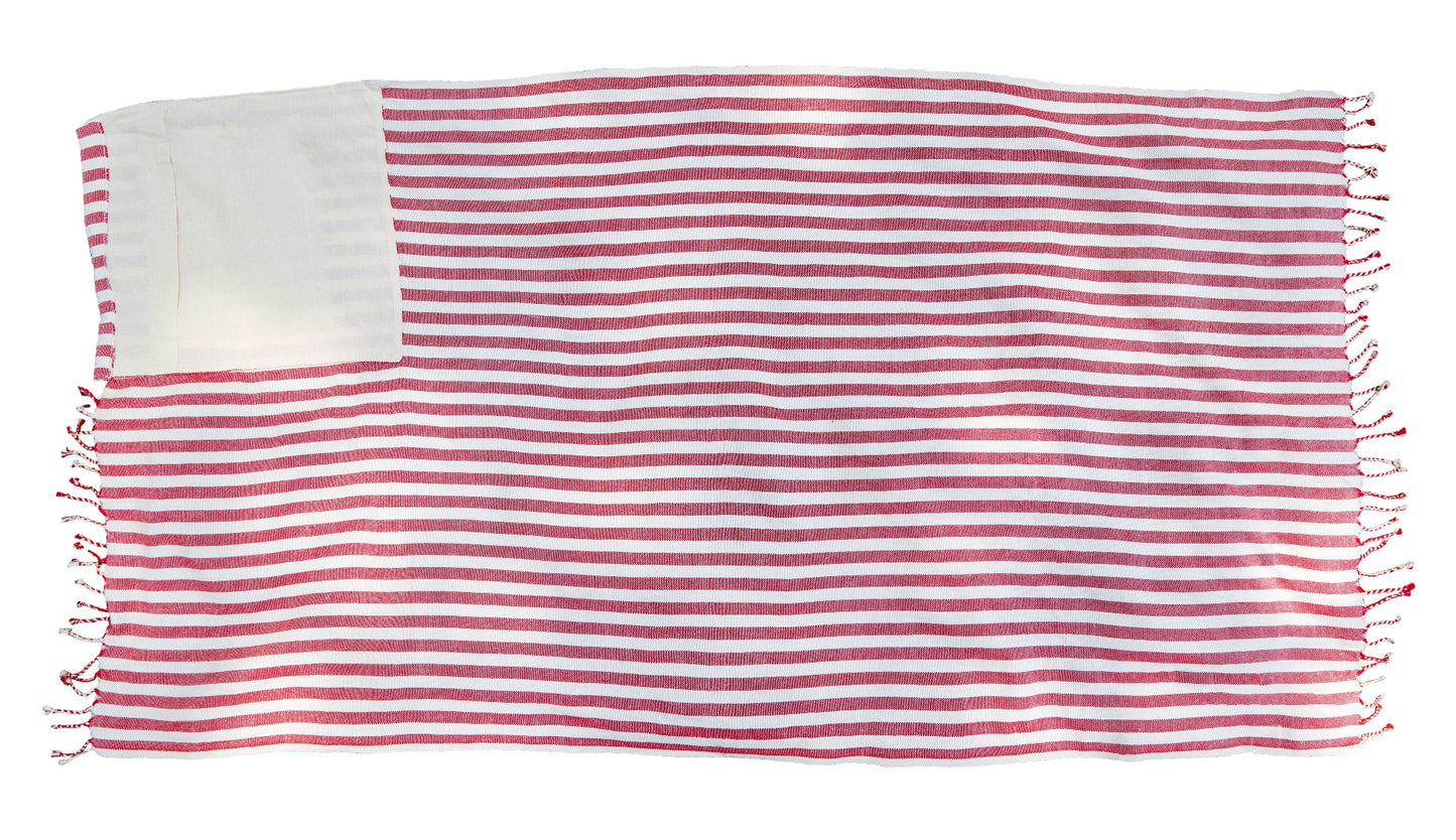 Rincon Beach Bag by Peshta. Weiße vertikale Streifen auf leuchtenden Farben. Das "3-in-1" Peshta. In 4 Farben.