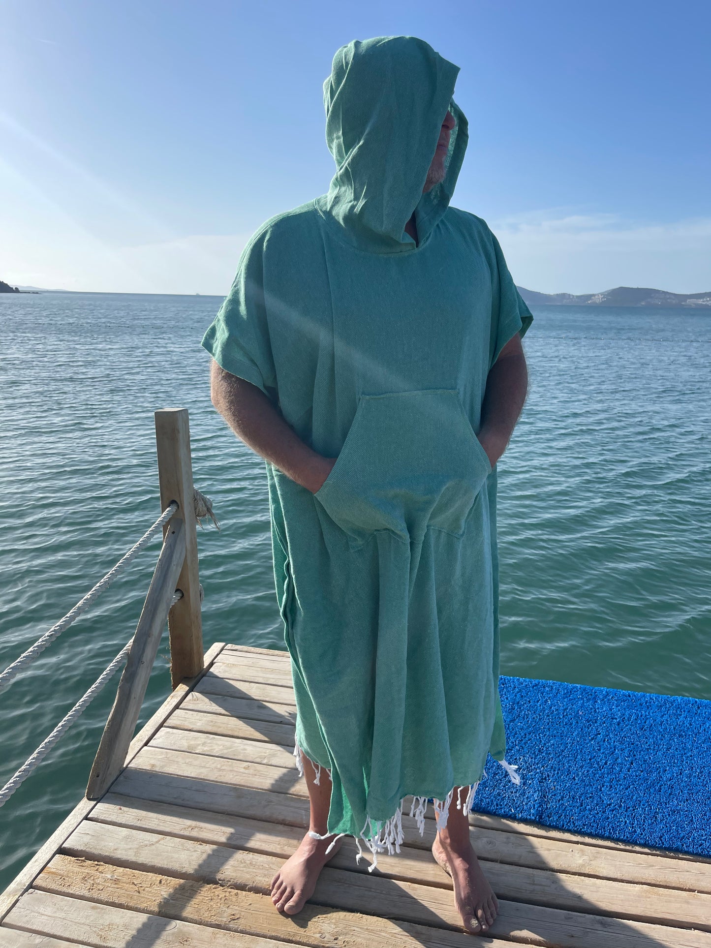 Mira Poncho Lang - Einfarbiges Poncho