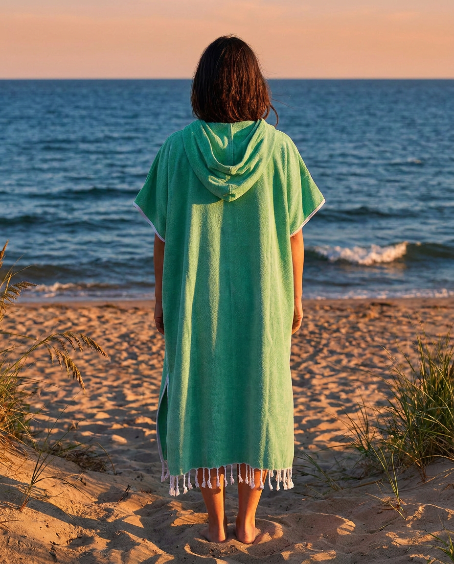 Mira Poncho Lang - Einfarbiges Poncho