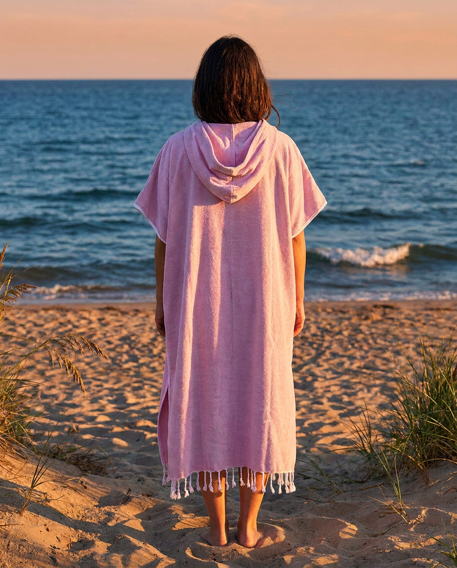 Mira Poncho Lang - Einfarbiges Poncho