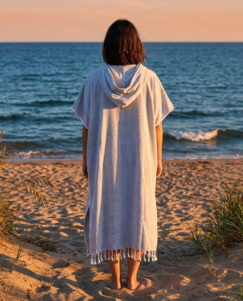 Mira Poncho Lang - Einfarbiges Poncho